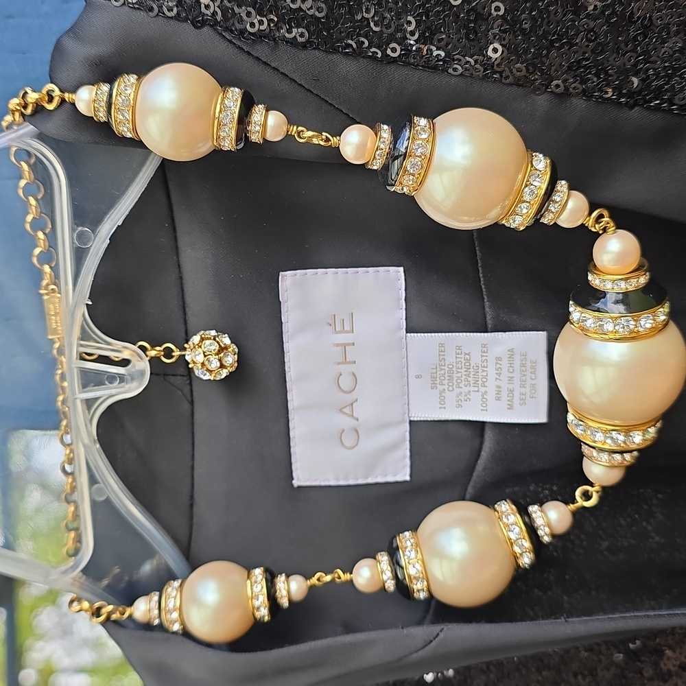 Kate Spade NY Tuxedo Black Tie Event Pearl Crystal Necklace